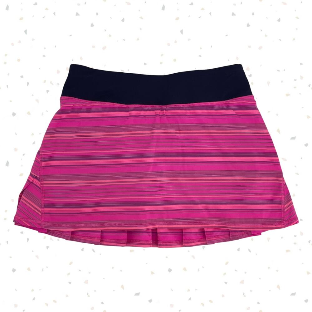 Lululemon Pace Setter Skirt Elevation Stripe Pow Pink Deep Indigo Tennis Skort 4